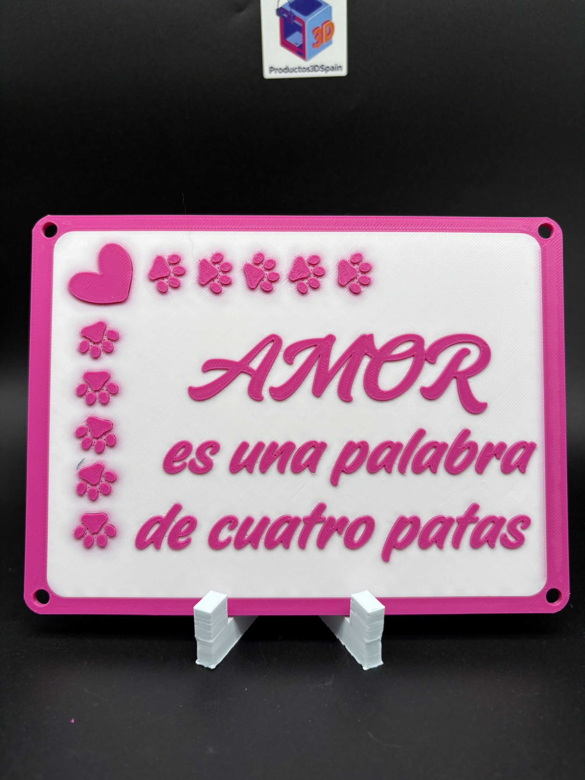 Placa Calle Decorativa de Advertencia para Perros – "Amor es una palabra de cuatro patas"